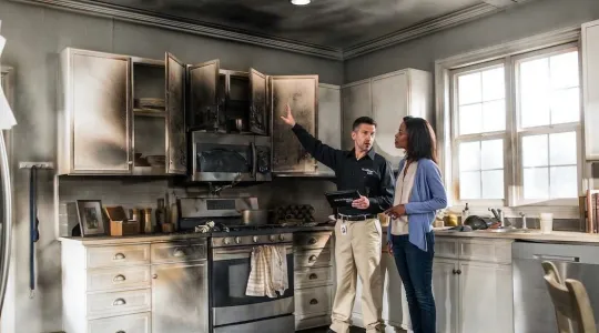 Smoke damage in kitchen