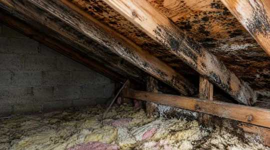 Black mold on attic rafters and sheething