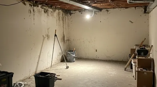 Basement mold growth after winter leaks