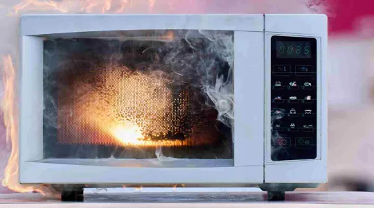 breakroom microwave on fire