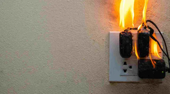 outlet on fire