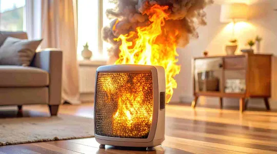 Space heater on fire