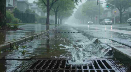 spring runoff in the road