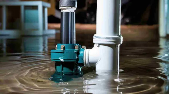 sump pump emersed in water