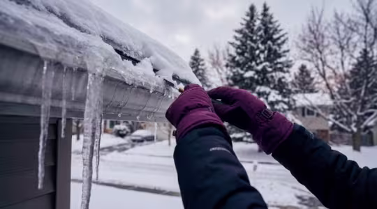 Winter storm damage causing ice dams