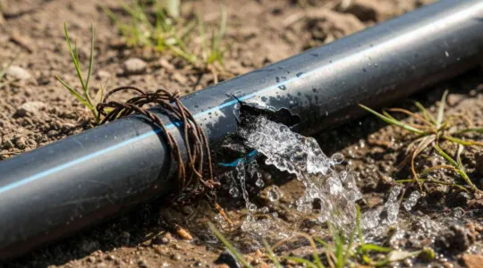 broken commercial irrigation pipe