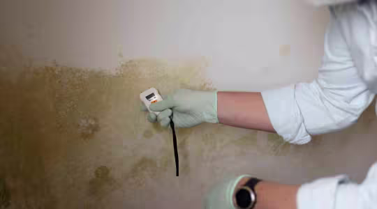 water detection equipment used on a water damaged wall
