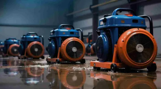 industrial fans drying a commercial building