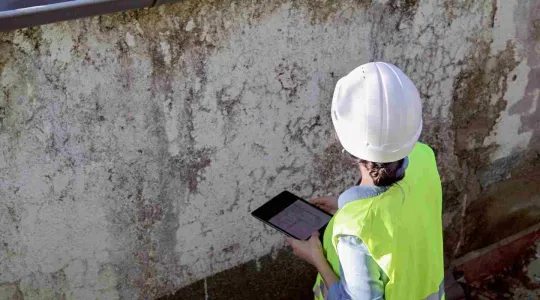 mold on commercial building wall