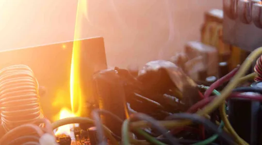 an electrical fire just starting in a home