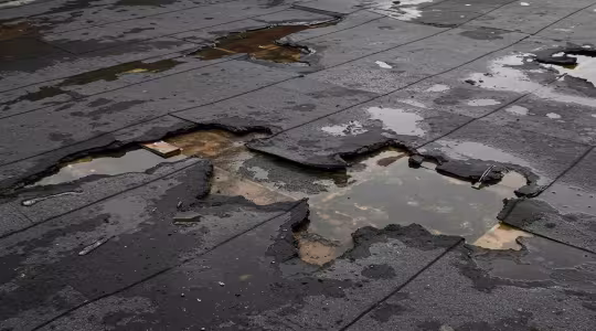 flat roof with water damage