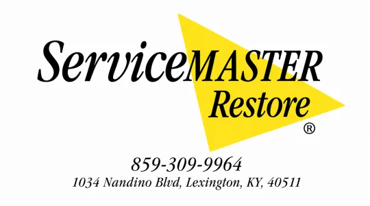 ServiceMaster Fire and Water Restoration Services logo. 859-309-9964, 1034 Nandino Blvd, Lexington, KY 40511.