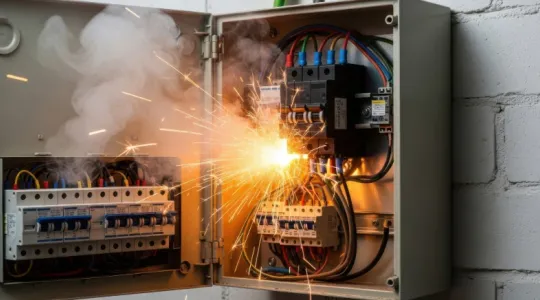 Electrical breaker on fire
