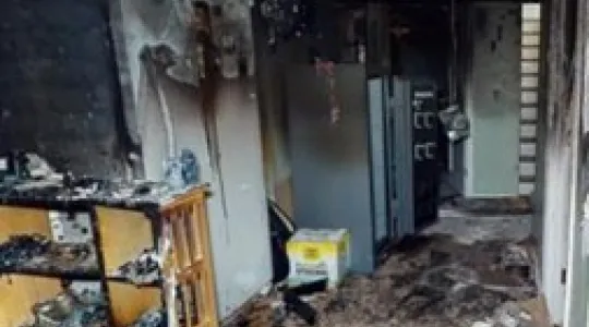 fire damaged bedroom