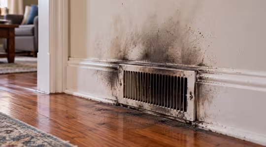 Soot Stained Vent and Wall - Furnace Puff-back