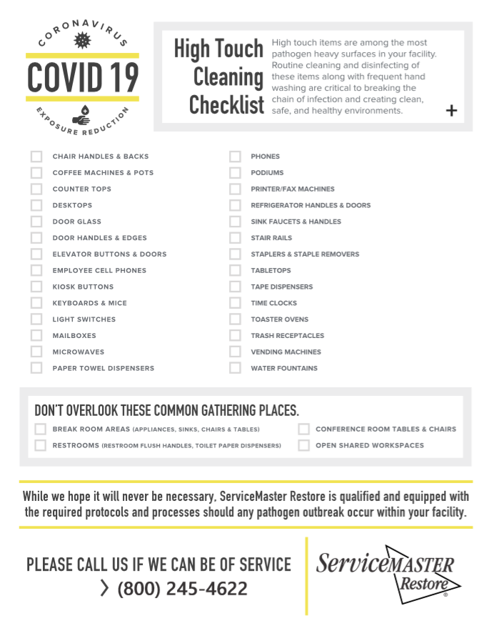High Touch Cleaning Checklist